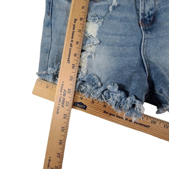 Almost Famous Jean Shorts Womens 7 28x3 Rough Hem Distressed Light Wash NWT - Picture 11 of 11